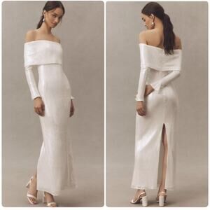 Anthro Mare Mare Long Sleeve Off Shoulder Knit Sequin Stretch Knit Dress